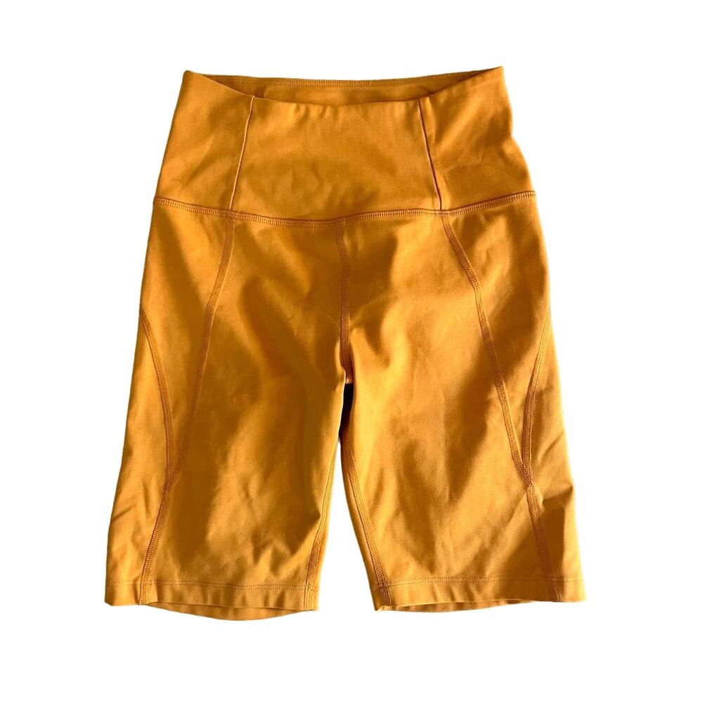 girlfriend collective High-Rise Bike Short in Yellow/ Orange Size XS X-Small